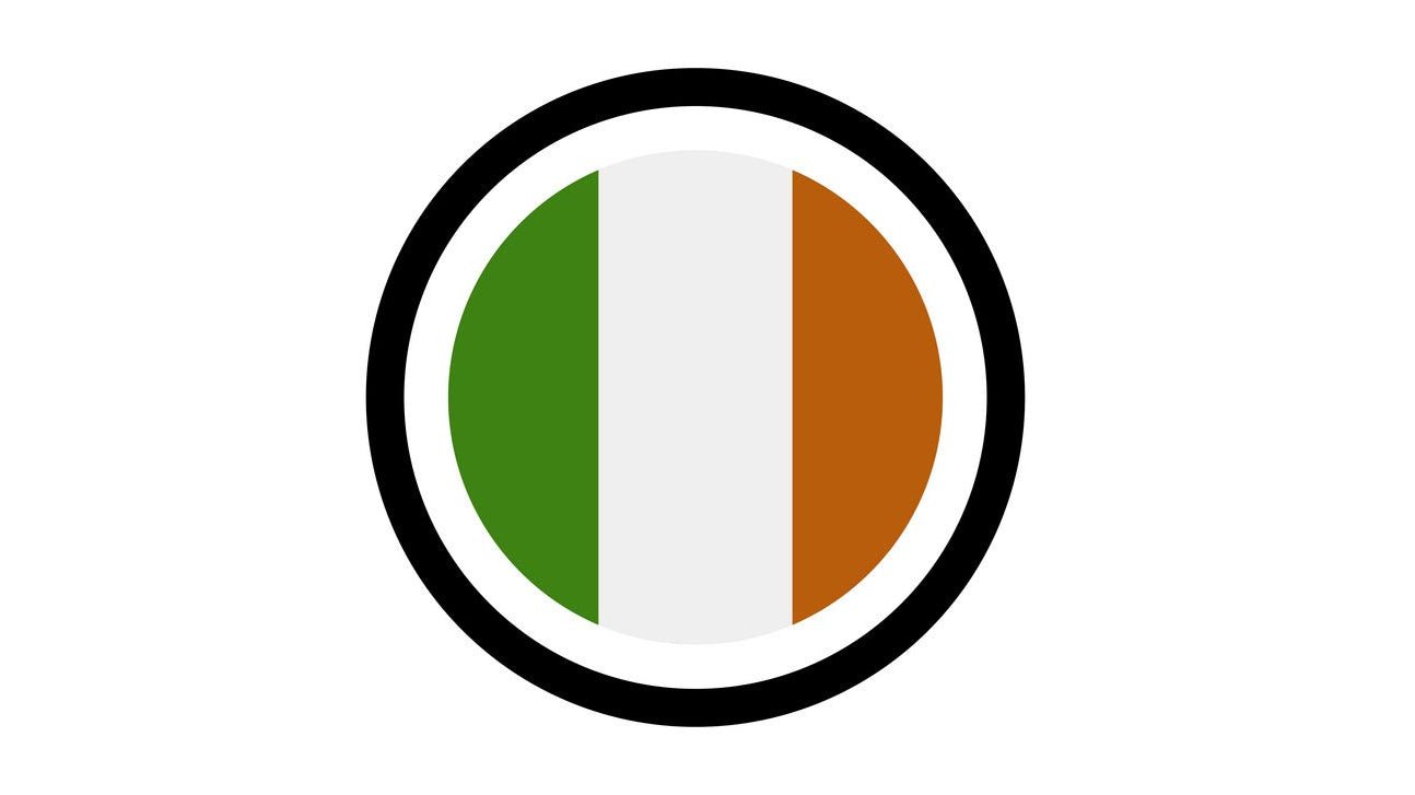 colours of the Irish flag encirled in black