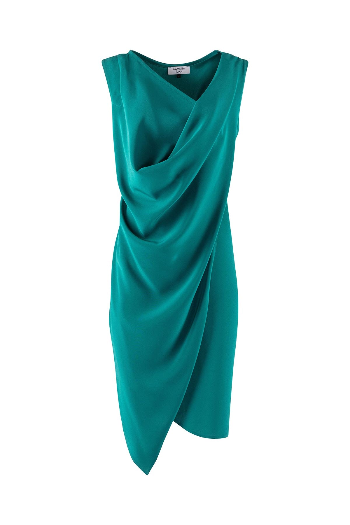 Teal sleeveless dress on a white background