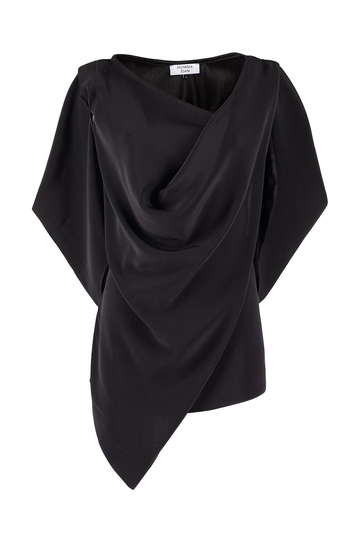 Black draped garment on a white background
