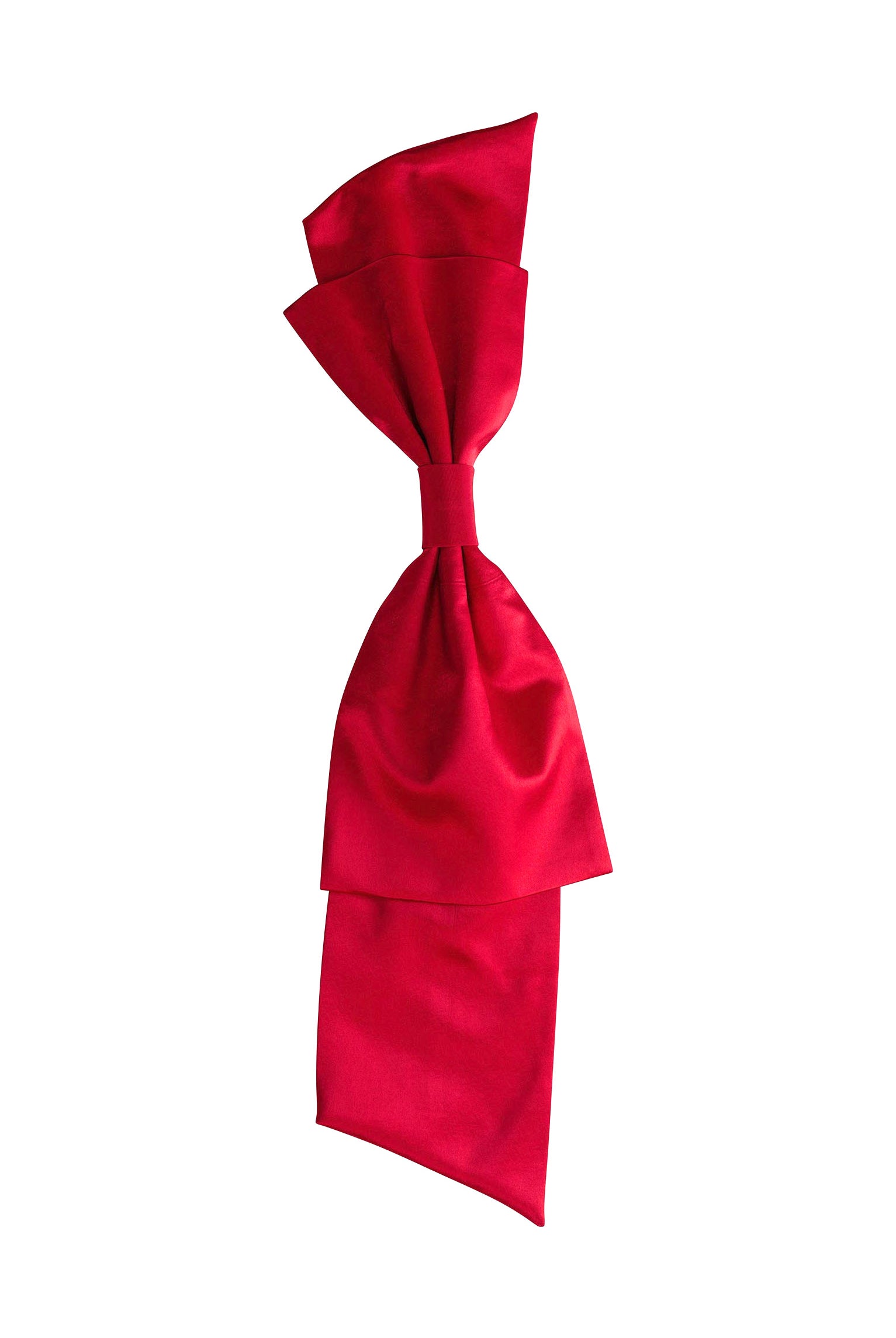 Red shoulder bow on a white background