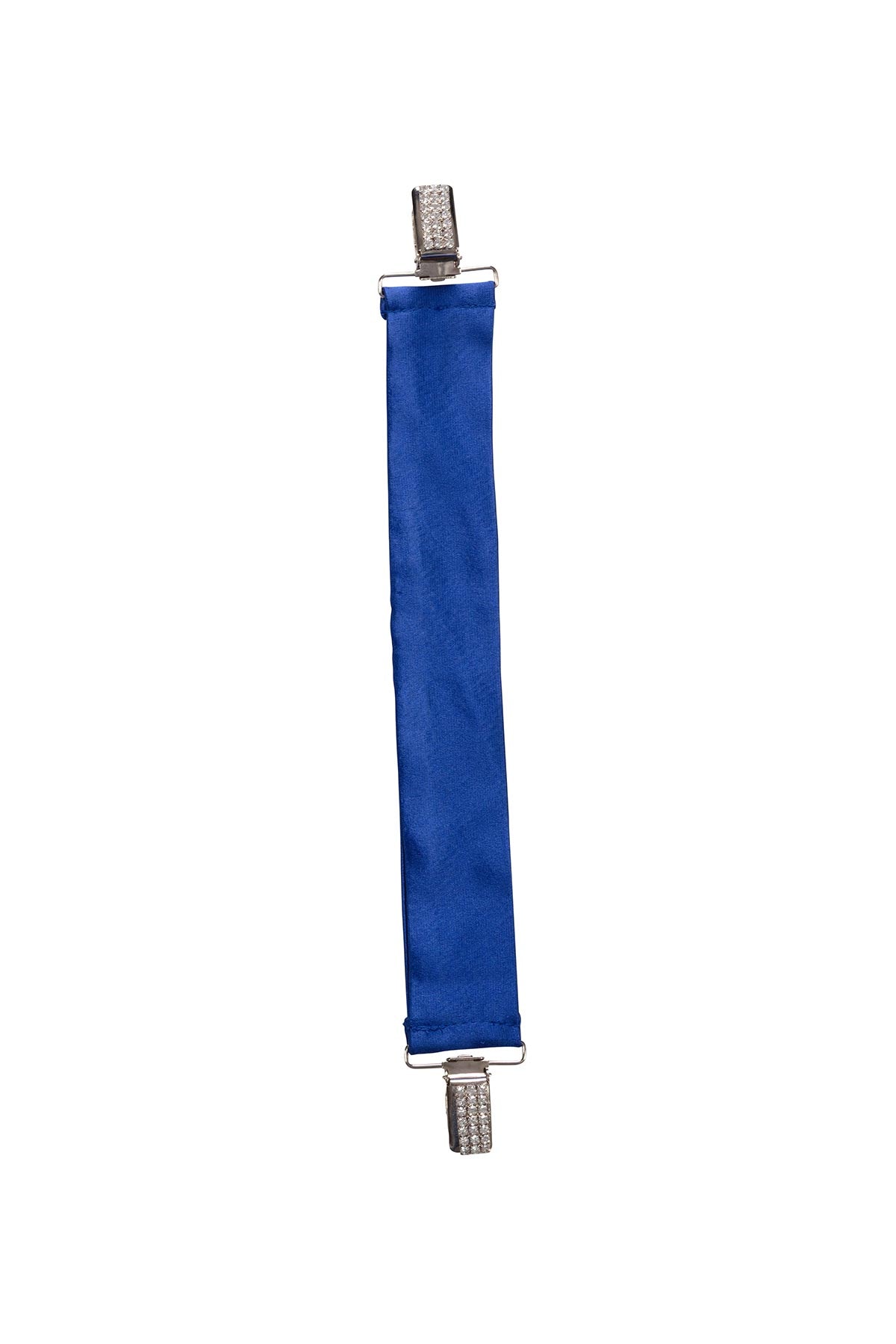 Royal blue Cara belt with metal clips on a white background