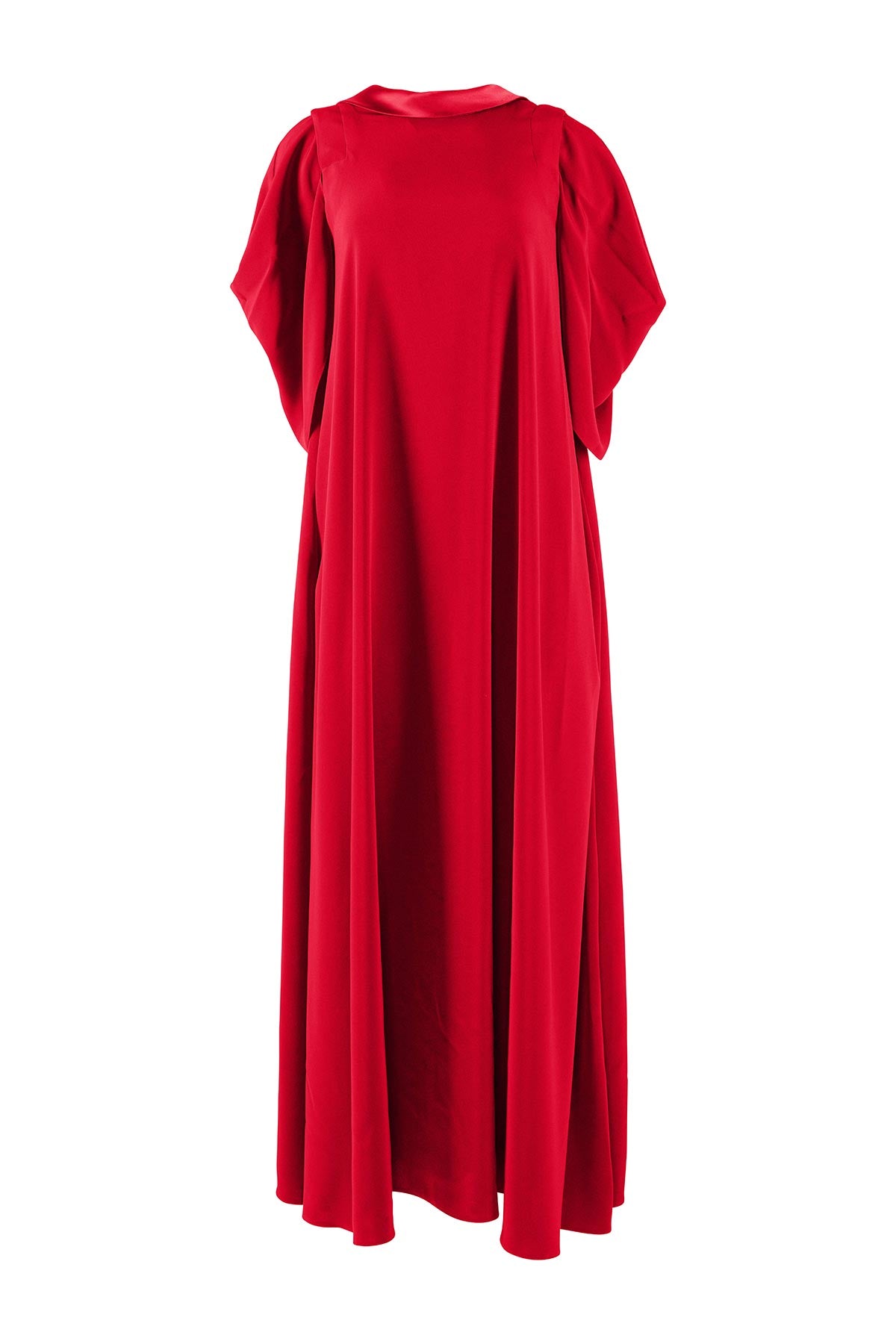 Red dress with puff sleeves on a white background