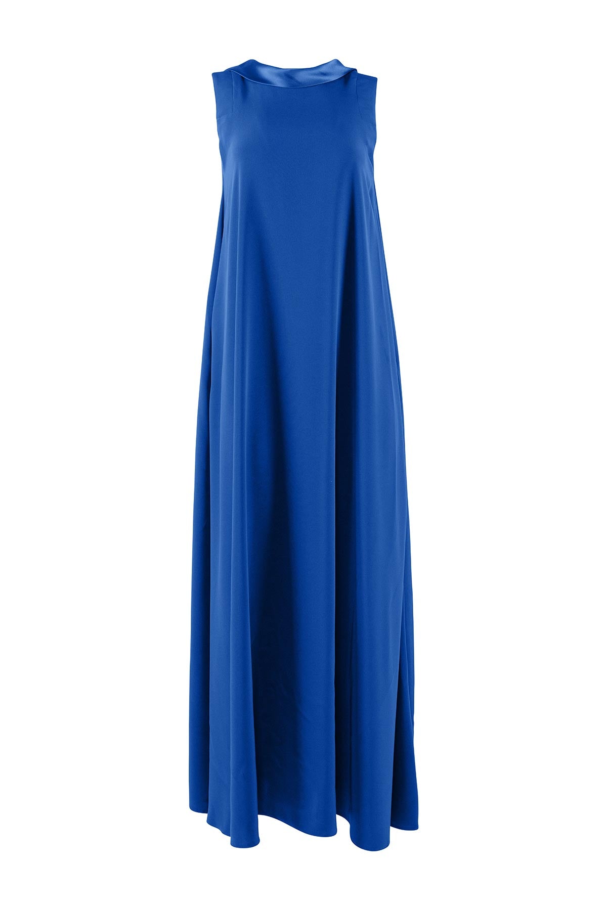 Blue sleeveless dress on a white background