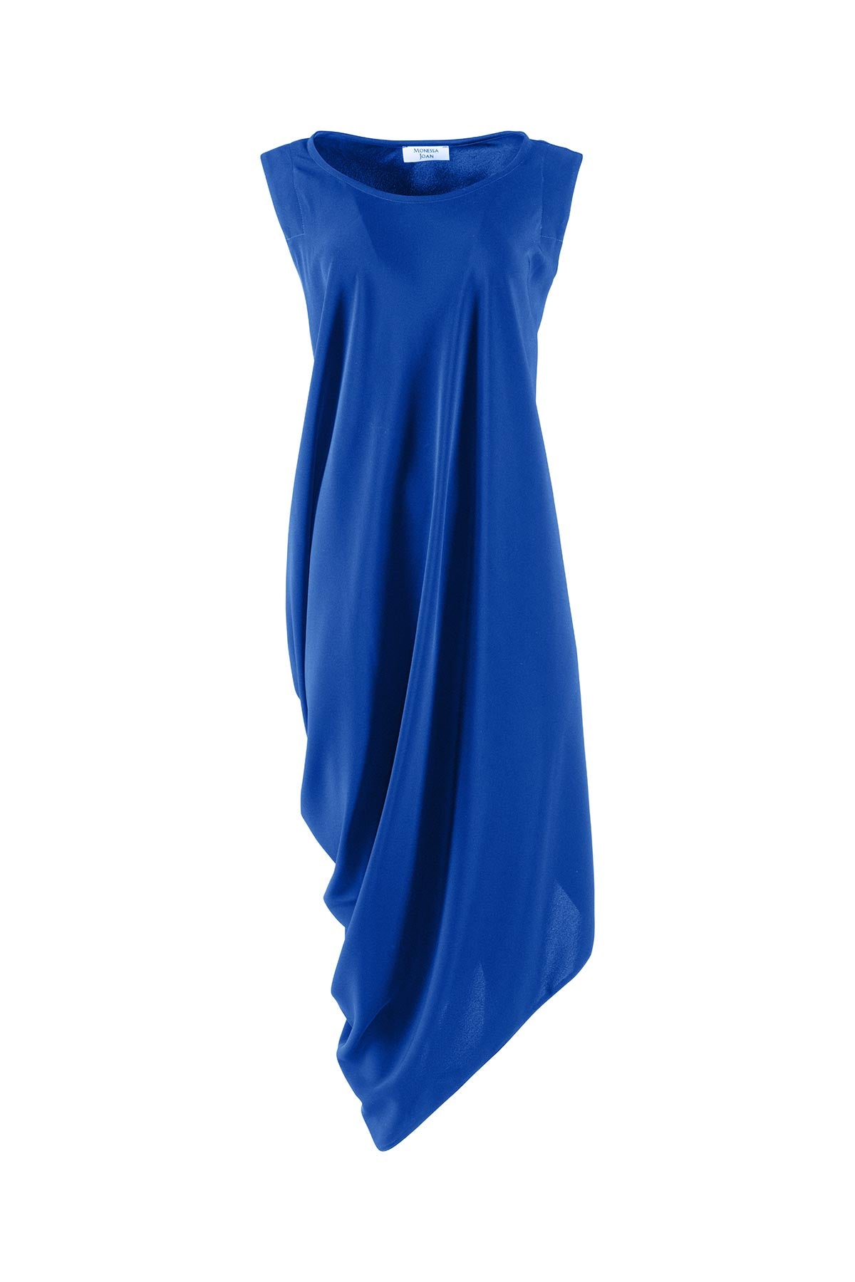 Blue sleeveless dress on a white background