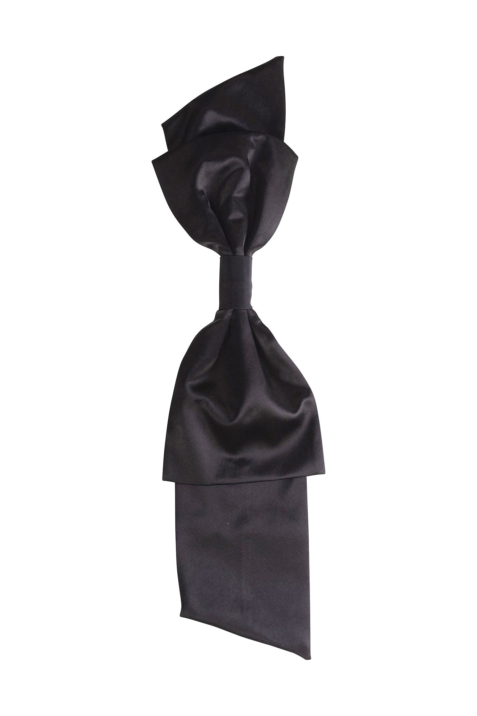 Black satin shouldwer bow on a white background
