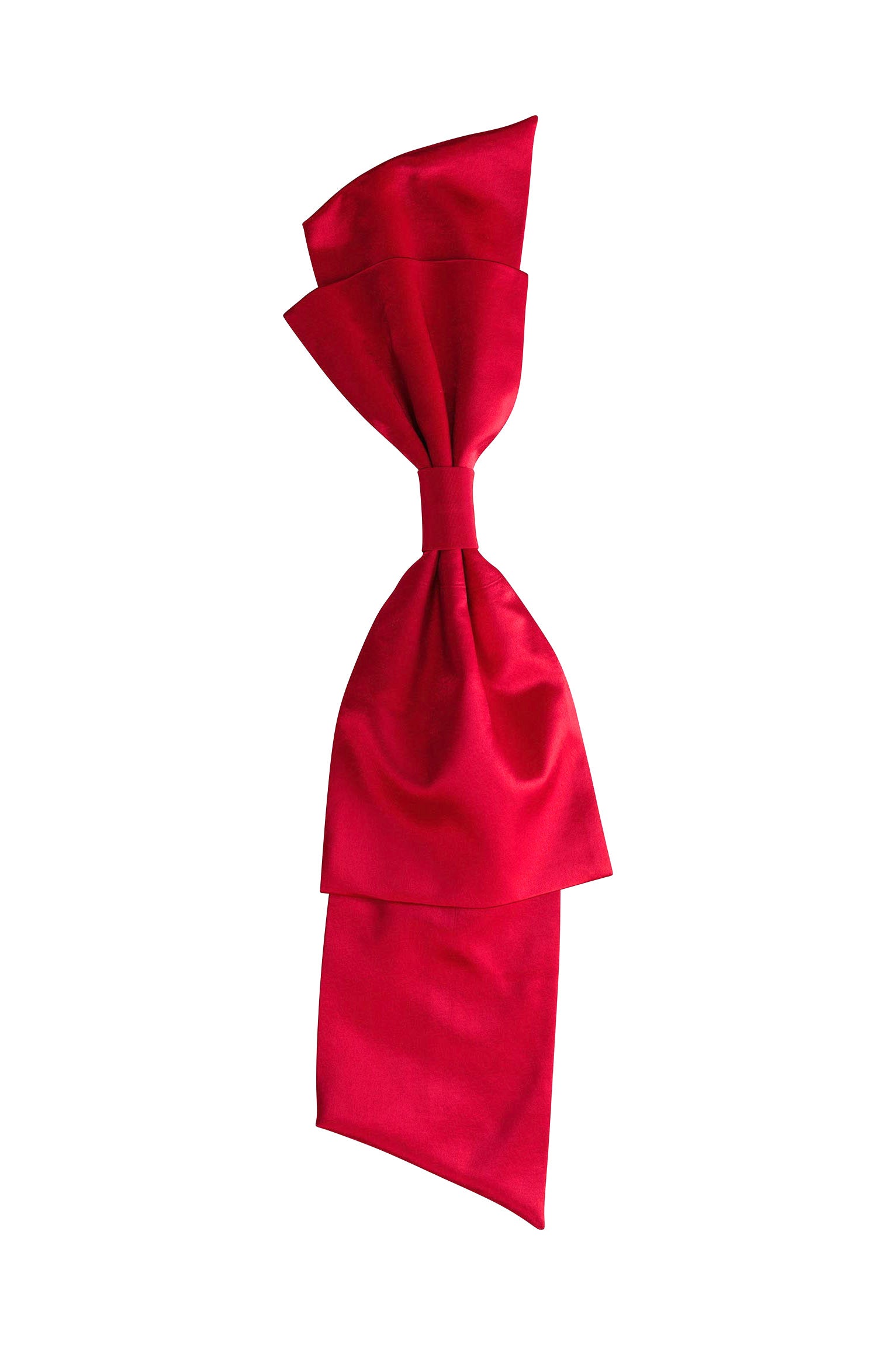 Red shoulder bow on a white background