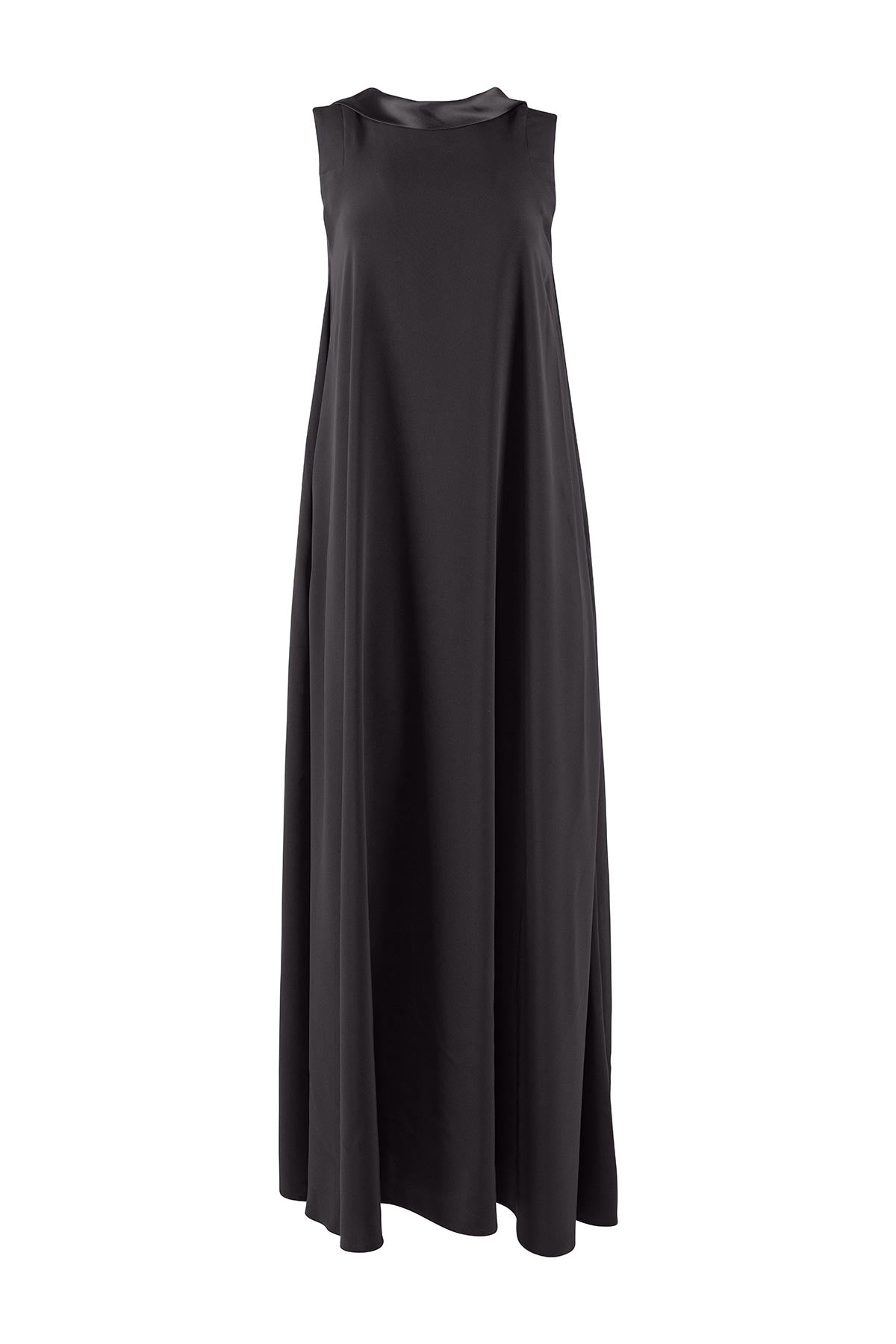Black sleeveless dress on a white background