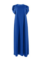 Blue dress with puff sleeves on a white background