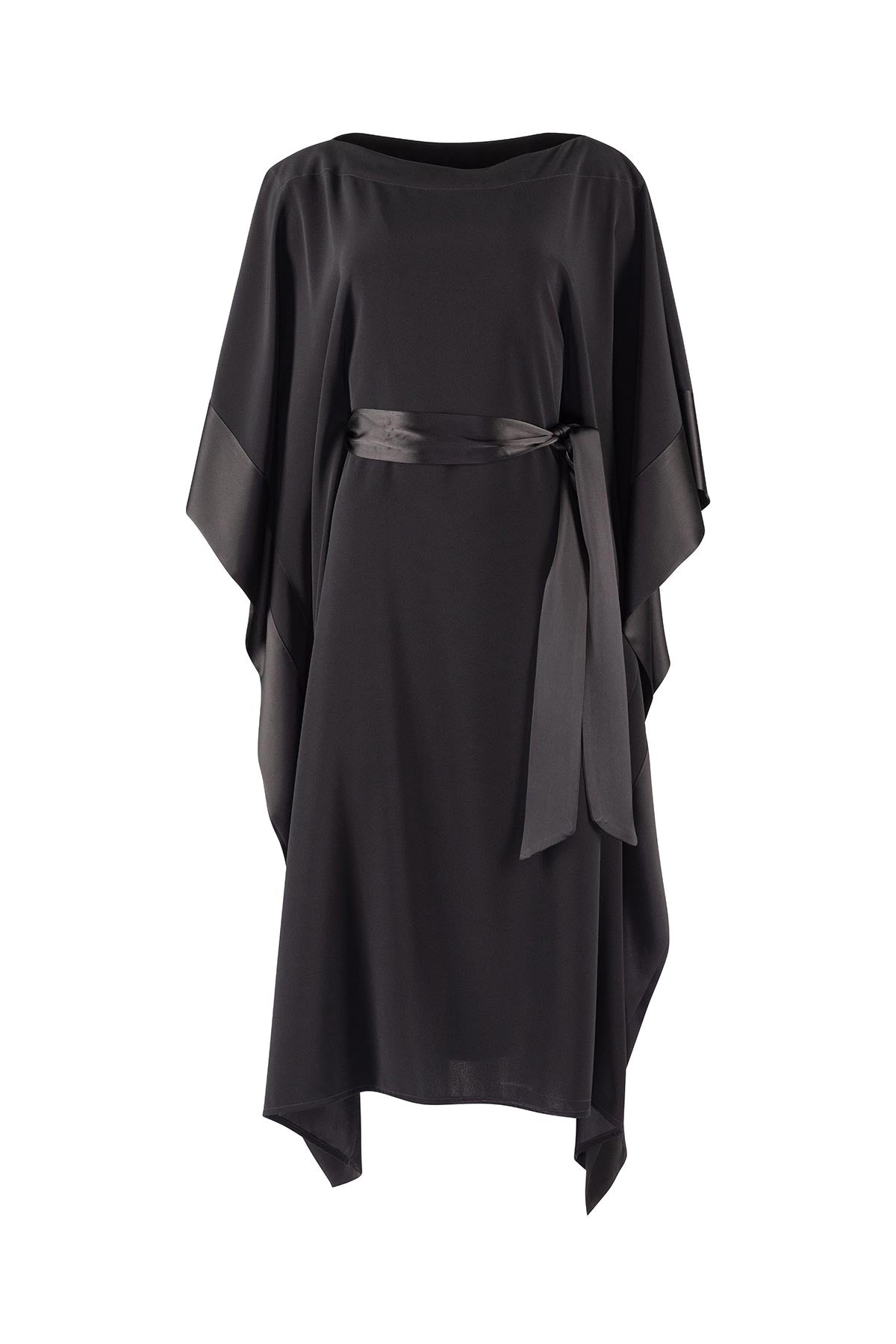 Black dress with cape on a white background