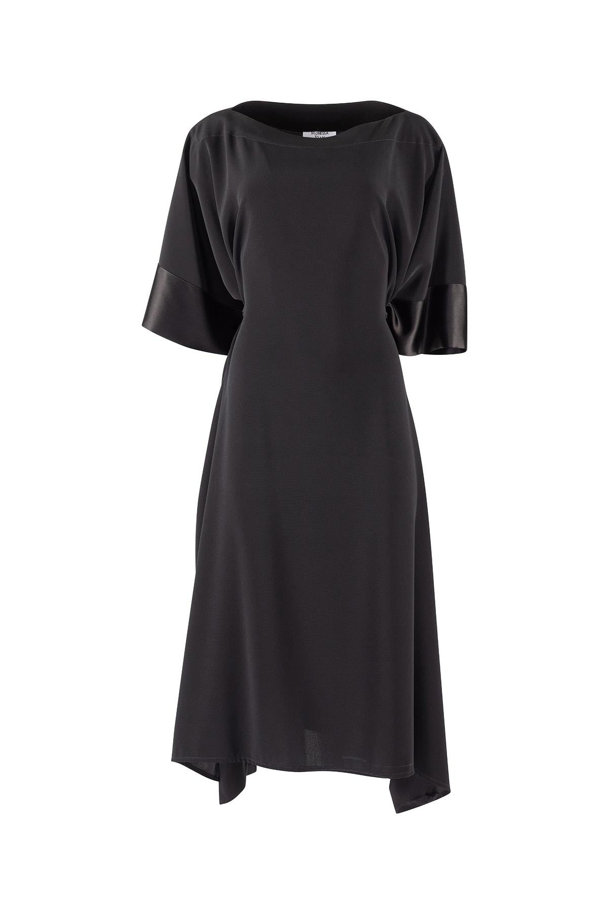 Black dress with short sleeves on a white background