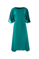 Teal dress with short sleeves on a white background
