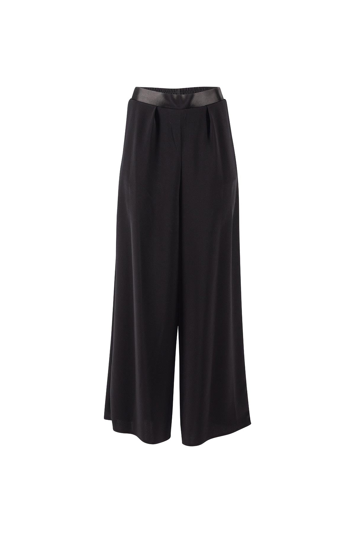 Black wide trousers on a white background