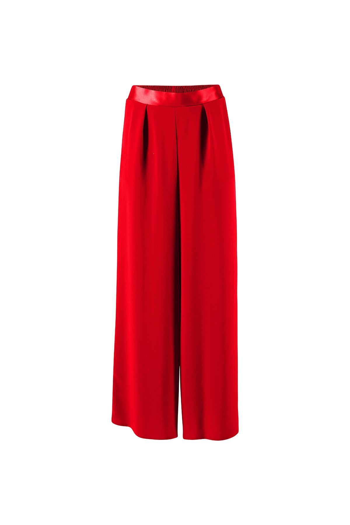 Red wide trousres on a white background