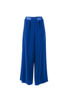 Royal blue wide trousers on a white background